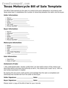 Attorney-Verified Motorcycle Bill of Sale Document for Texas State