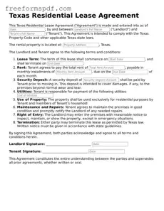 Attorney-Verified Residential Lease Agreement Document for Texas State