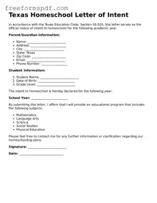 Attorney-Verified Homeschool Letter of Intent Document for Texas State