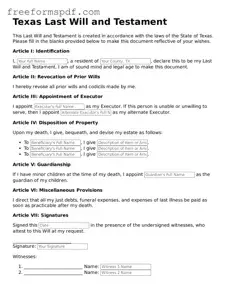 Attorney-Verified Last Will and Testament Document for Texas State