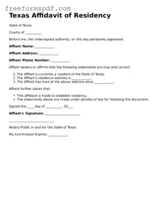Attorney-Verified Affidavit of Residency Document for Texas State