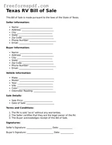 Attorney-Verified RV Bill of Sale Document for Texas State