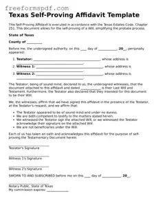 Attorney-Verified Self-Proving Affidavit Document for Texas State