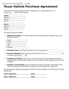Attorney-Verified Vehicle Purchase Agreement Document for Texas State