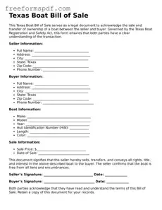 Attorney-Verified Boat Bill of Sale Document for Texas State