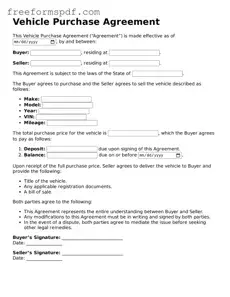 Vehicle Purchase Agreement Document