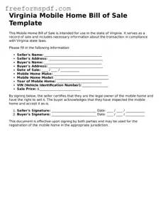 Attorney-Verified Mobile Home Bill of Sale Document for Virginia State