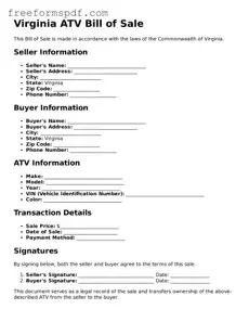 Attorney-Verified ATV Bill of Sale Document for Virginia State