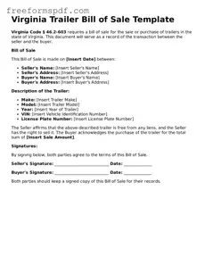 Attorney-Verified Trailer Bill of Sale Document for Virginia State