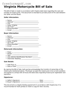 Attorney-Verified Motorcycle Bill of Sale Document for Virginia State