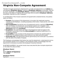 Attorney-Verified Non-compete Agreement Document for Virginia State