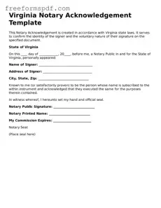 Attorney-Verified Notary Acknowledgement Document for Virginia State