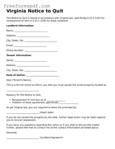 Attorney-Verified Notice to Quit Document for Virginia State