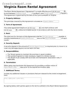 Attorney-Verified Room Rental Agreement Document for Virginia State
