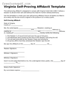 Attorney-Verified Self-Proving Affidavit Document for Virginia State