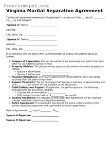 Attorney-Verified Marital Separation Agreement Document for Virginia State
