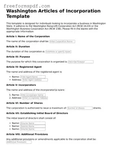 Attorney-Verified Articles of Incorporation Document for Washington State