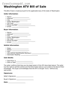 Attorney-Verified ATV Bill of Sale Document for Washington State