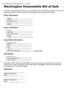 Attorney-Verified Snowmobile Bill of Sale Document for Washington State