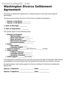 Attorney-Verified Divorce Settlement Agreement Document for Washington State