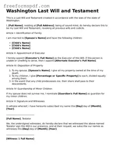 Attorney-Verified Last Will and Testament Document for Washington State