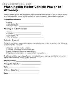 Attorney-Verified Motor Vehicle Power of Attorney Document for Washington State