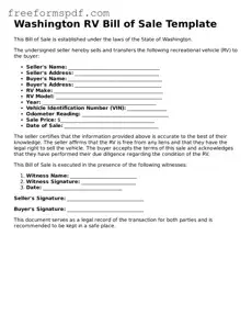 Attorney-Verified RV Bill of Sale Document for Washington State