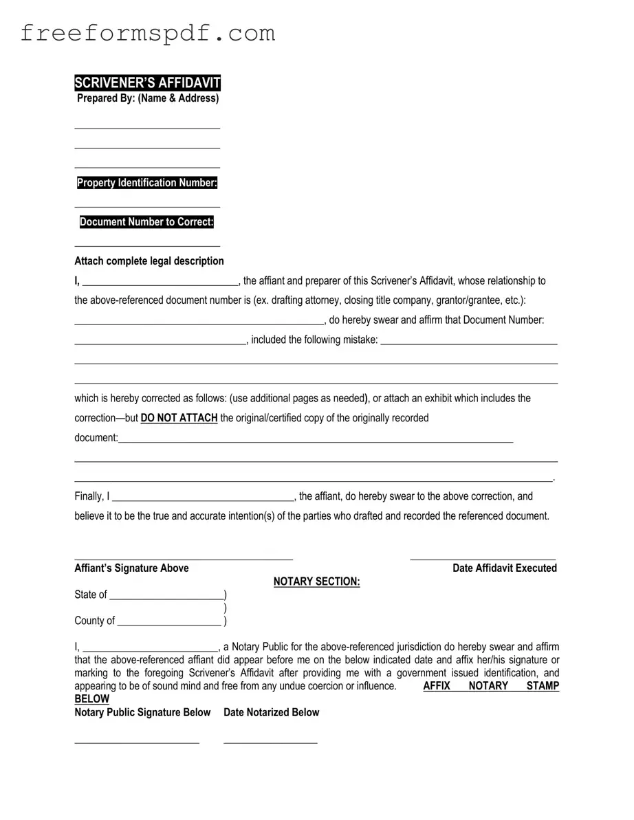 Fill in a Valid Scrivener's Affidavit Template