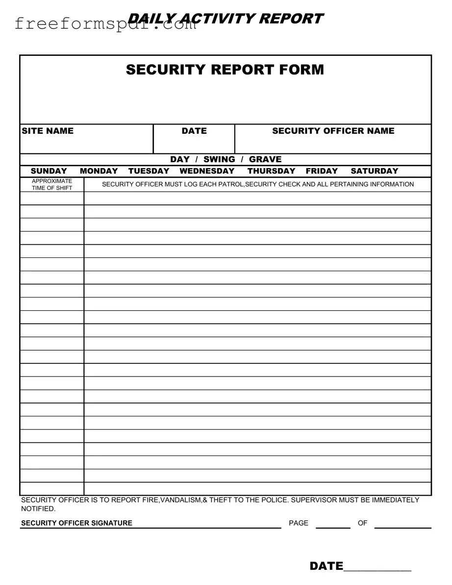 Fill in a Valid Security Guard Daily Report Sample Template