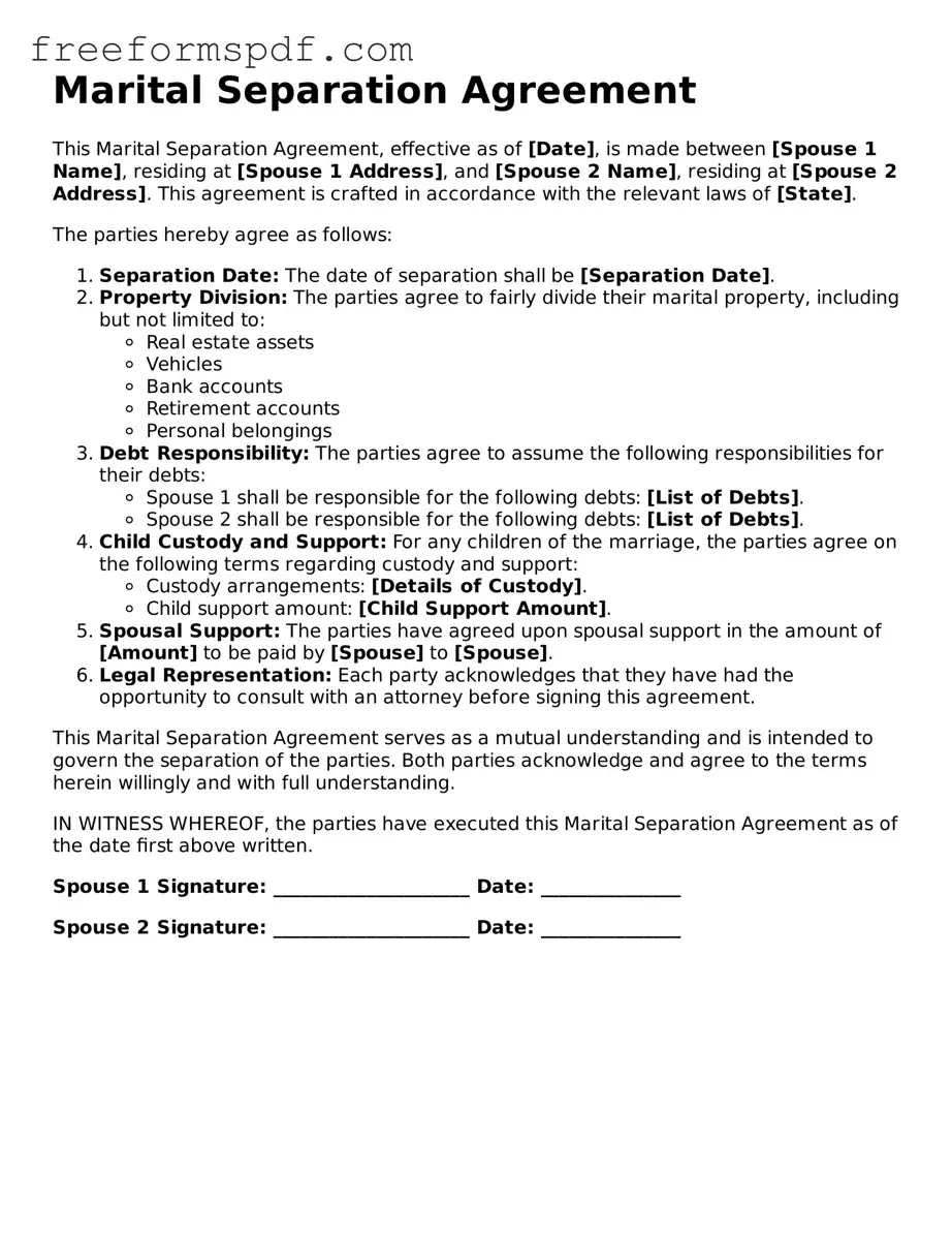 Marital Separation Agreement Document