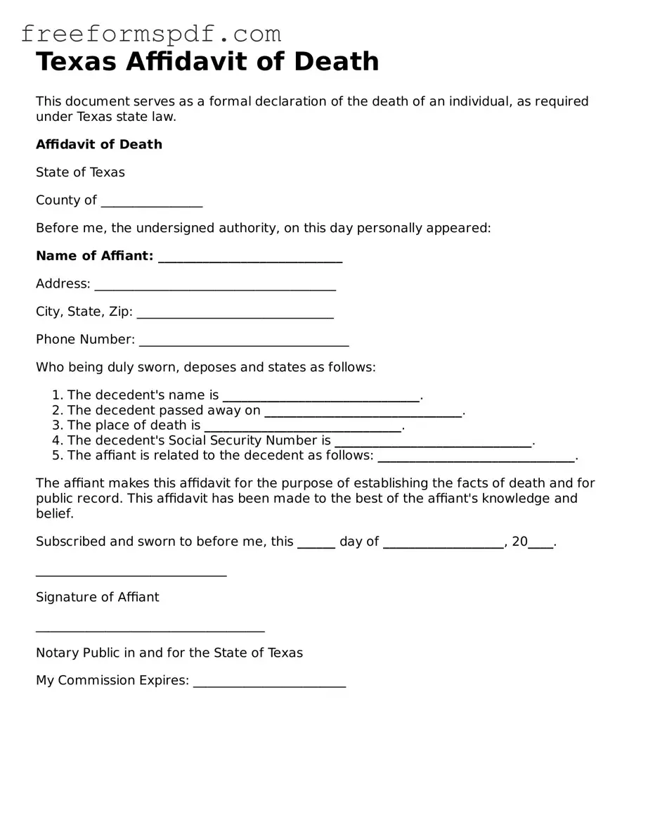 Attorney-Verified Affidavit of Death Document for Texas State