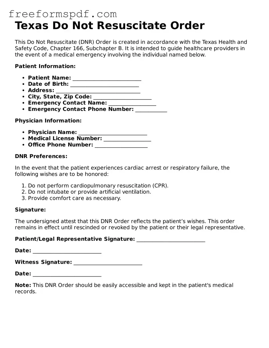 Attorney-Verified Do Not Resuscitate Order Document for Texas State