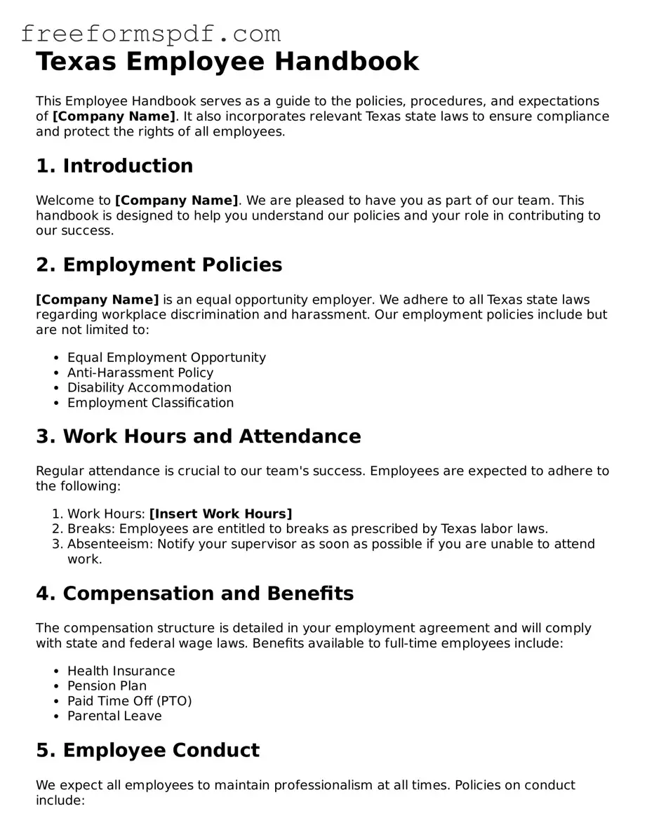 Attorney-Verified Employee Handbook Document for Texas State