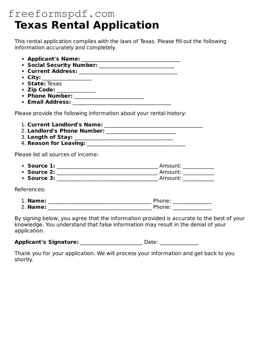 Attorney-Verified Rental Application Document for Texas State