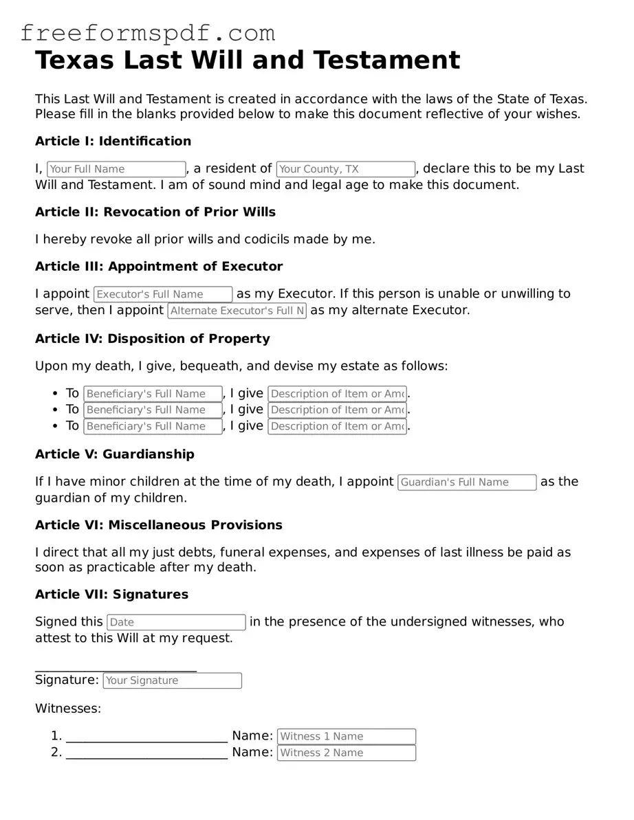 Attorney-Verified Last Will and Testament Document for Texas State