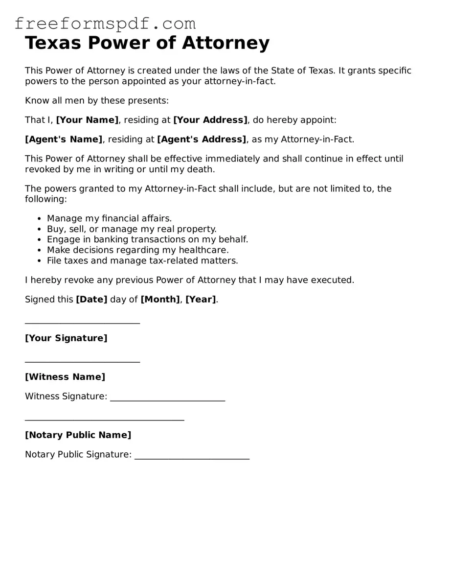 Attorney-Verified Power of Attorney Document for Texas State