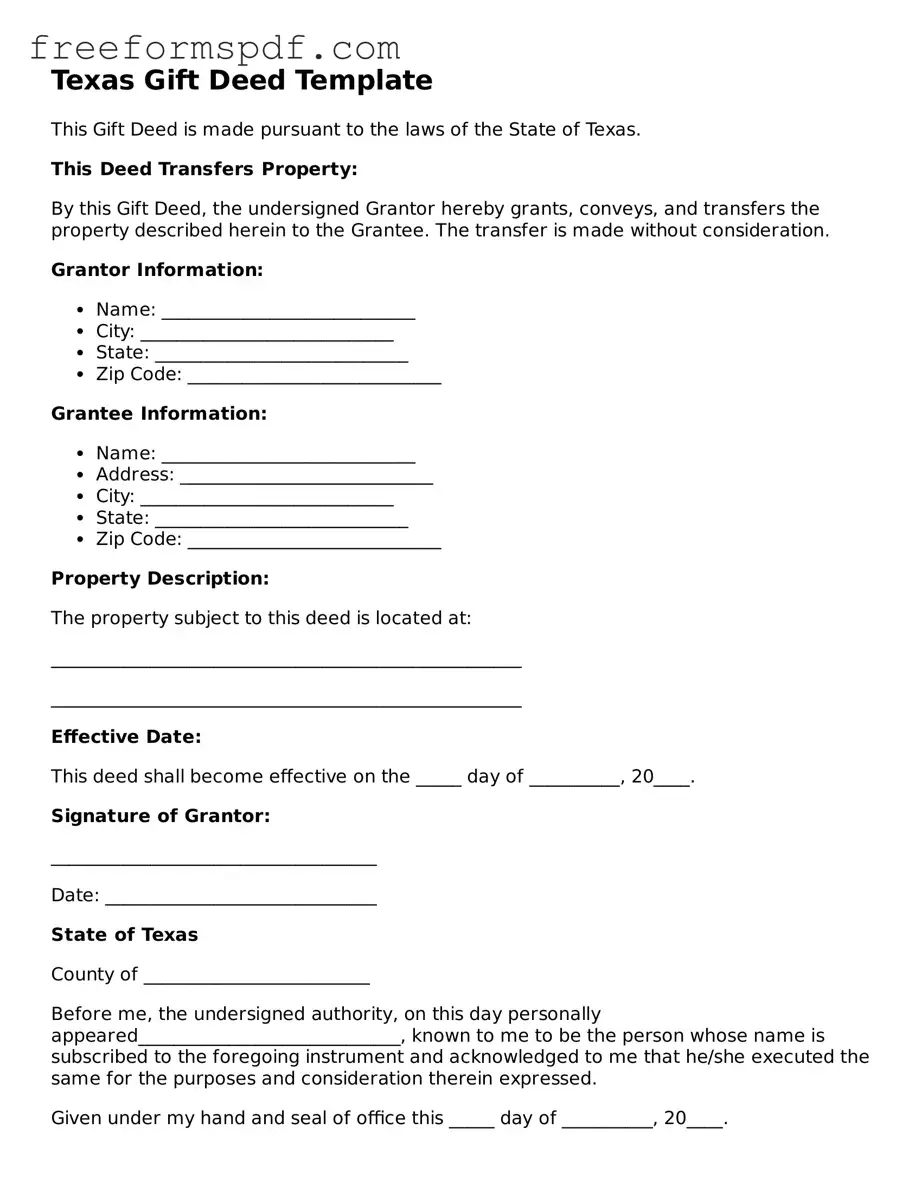Attorney-Verified Gift Deed Document for Texas State