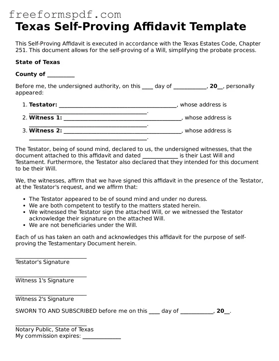 Attorney-Verified Self-Proving Affidavit Document for Texas State