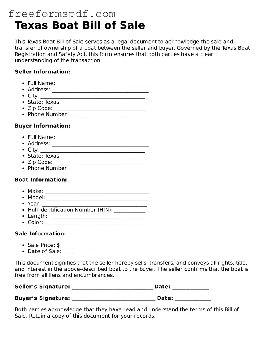 Attorney-Verified Boat Bill of Sale Document for Texas State