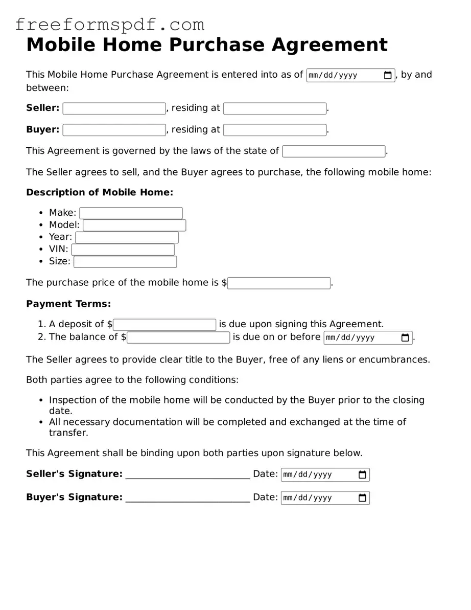 Mobile Home Purchase Agreement Document