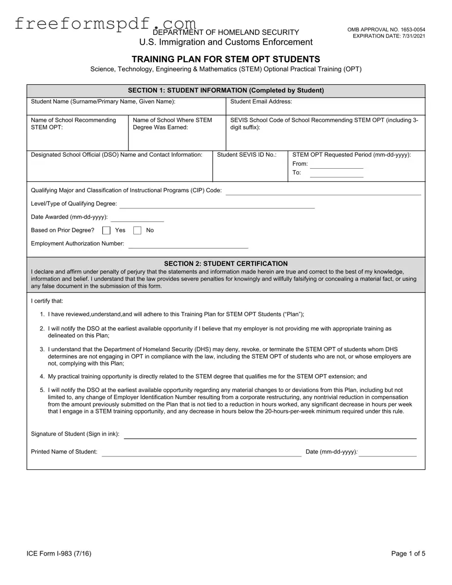 Fill in a Valid ICE I-983 Template