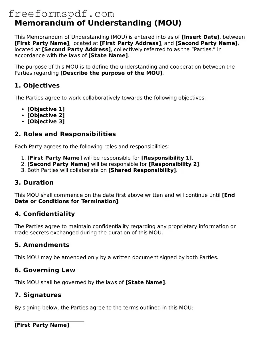 Memorandum of Understanding Document