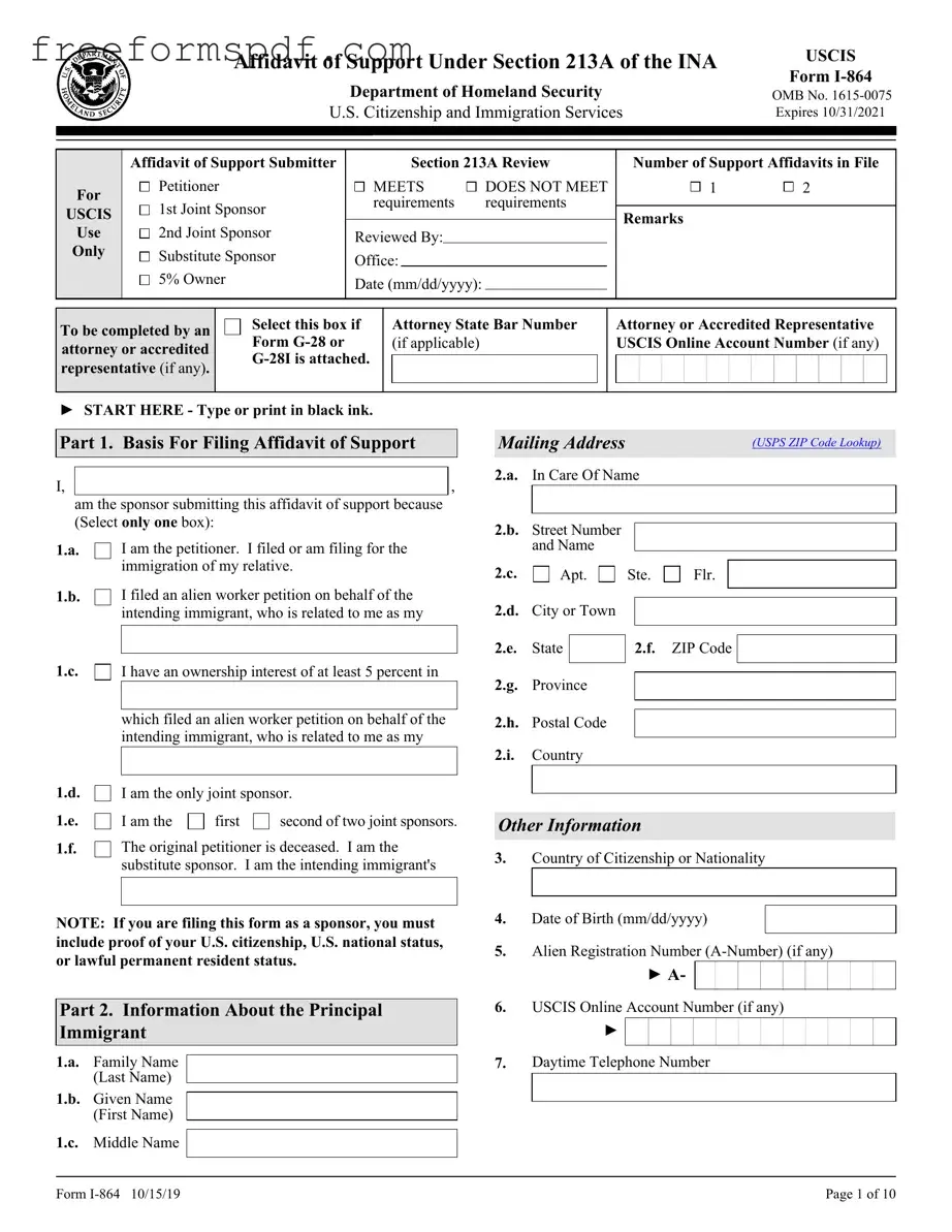 Fill in a Valid USCIS I-864 Template