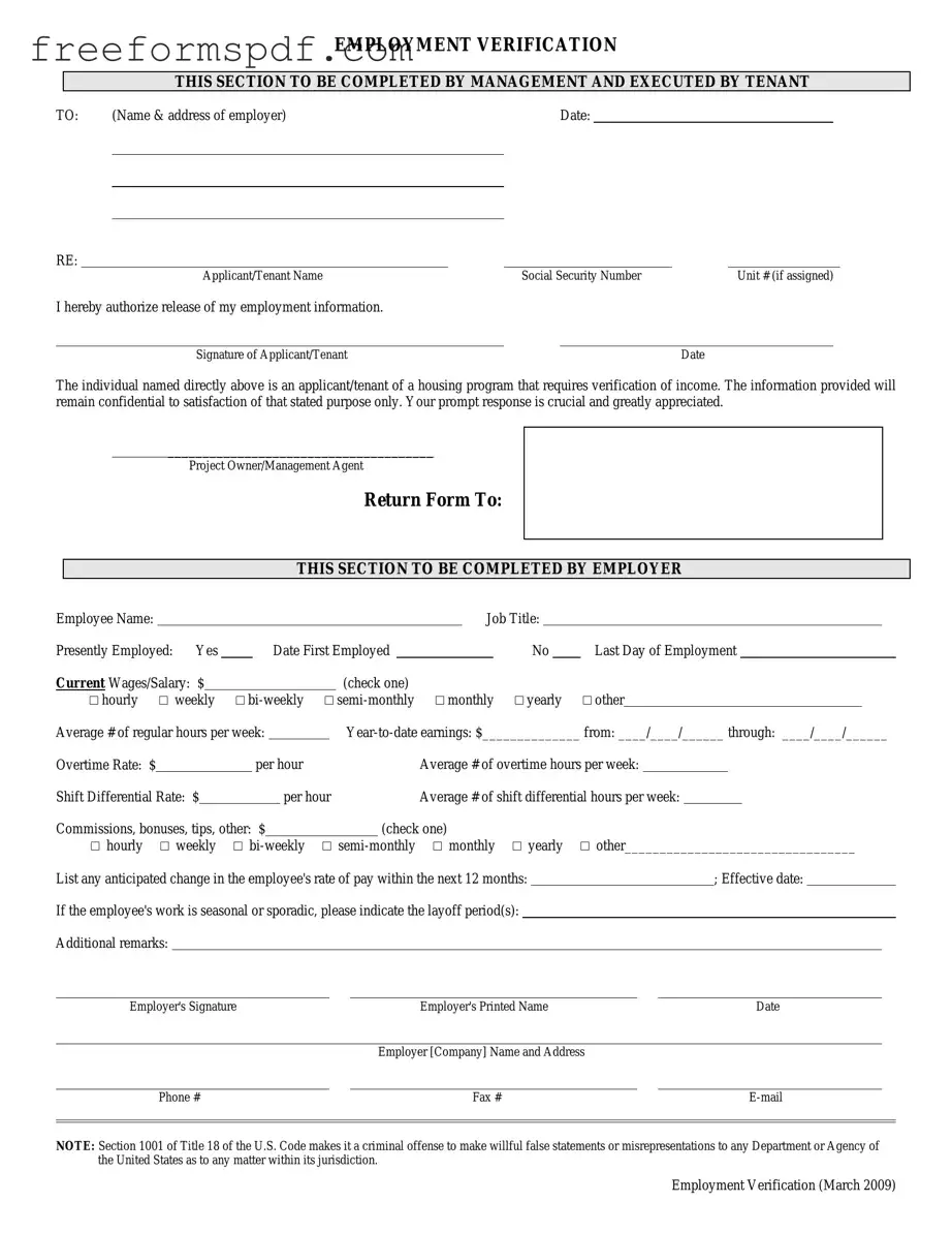 Fill in a Valid Employment verification form Template