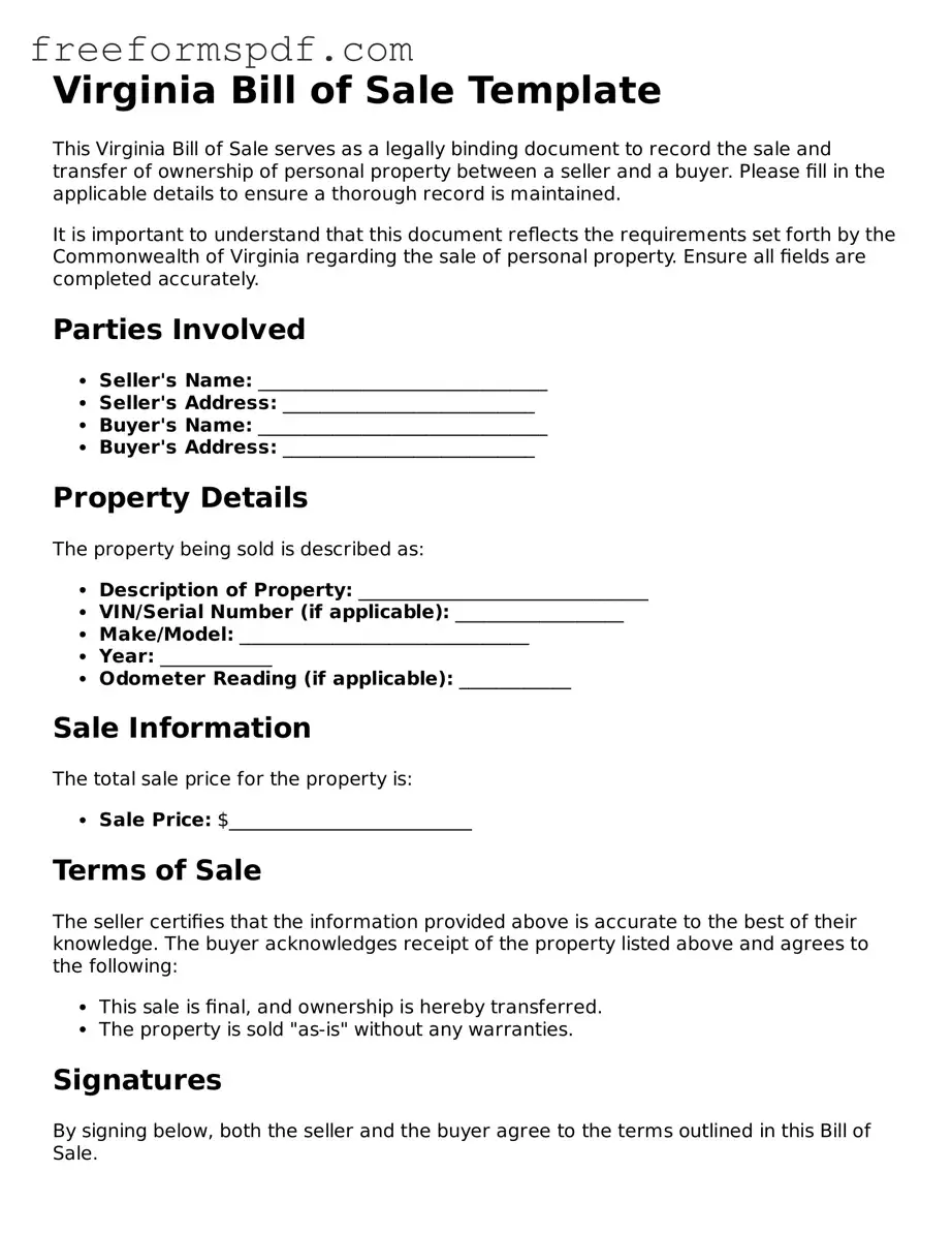 Attorney-Verified Bill of Sale Document for Virginia State