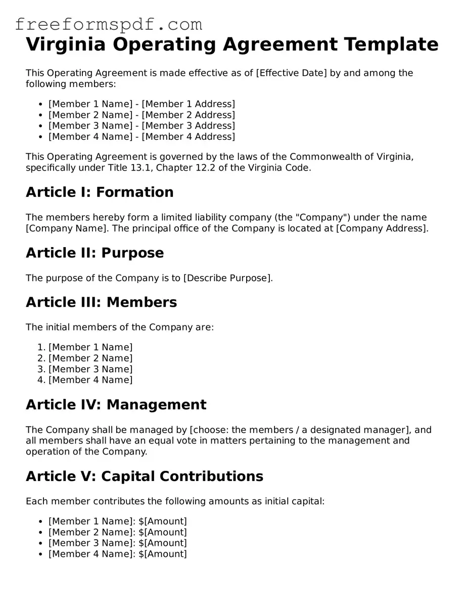 Attorney-Verified Operating Agreement Document for Virginia State