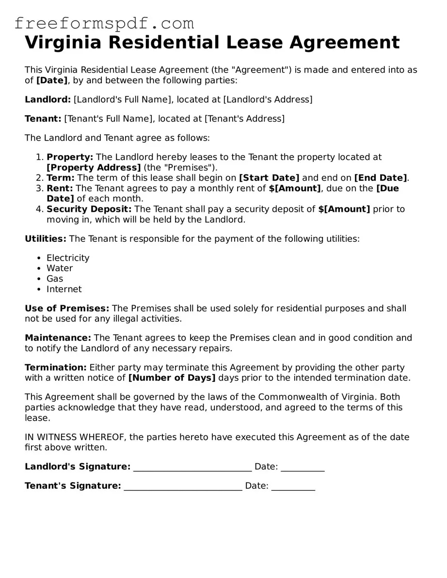Attorney-Verified Residential Lease Agreement Document for Virginia State