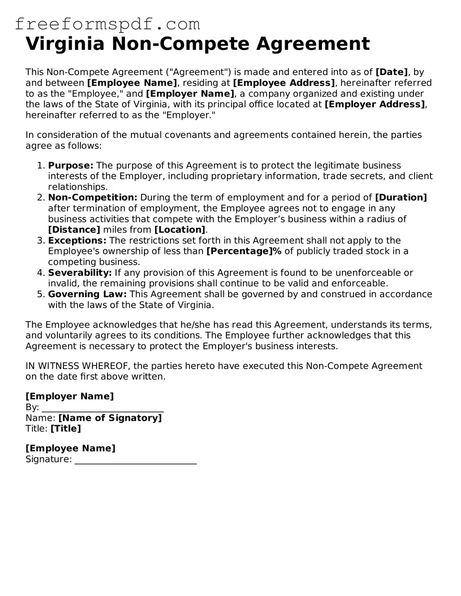 Attorney-Verified Non-compete Agreement Document for Virginia State