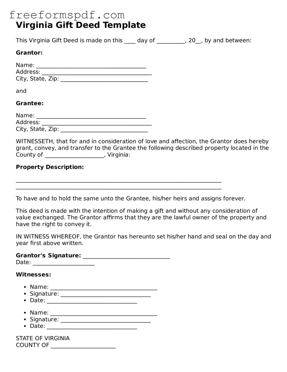 Attorney-Verified Gift Deed Document for Virginia State