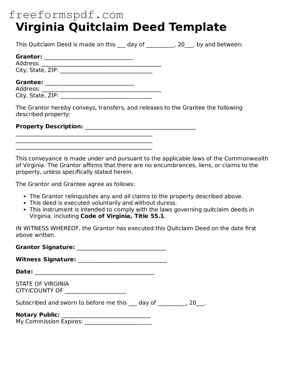 Attorney-Verified Quitclaim Deed Document for Virginia State